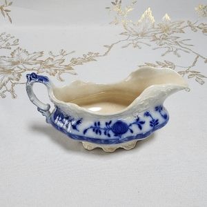 Antique Johnson Brothers Holland Fine China Blue Flow Gravy Boat - England